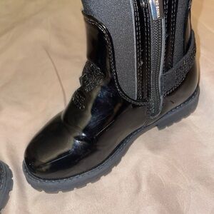 Vince Camuto Kids Black Patent Leather Lace-Accent Boots